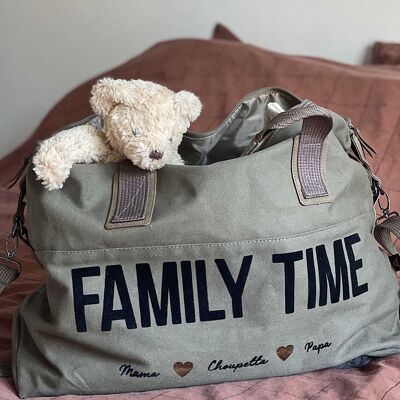 LARGE PERSONALIZED FAMILY TIME KHAKI TRAVEL BAG