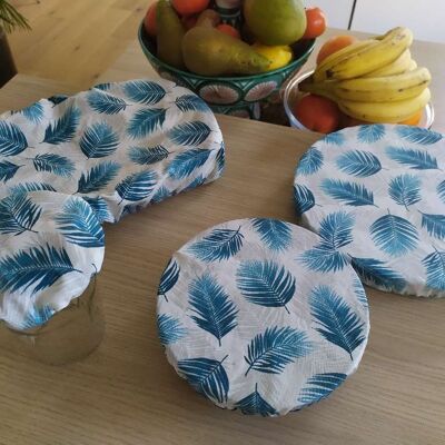 Lotto di 4 capsule ricoperte di foglie di palma turchese piatte