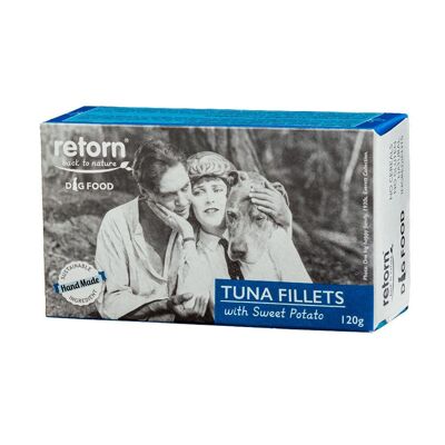 Tuna fillets and sweet potato wet food for dogs from RETORN