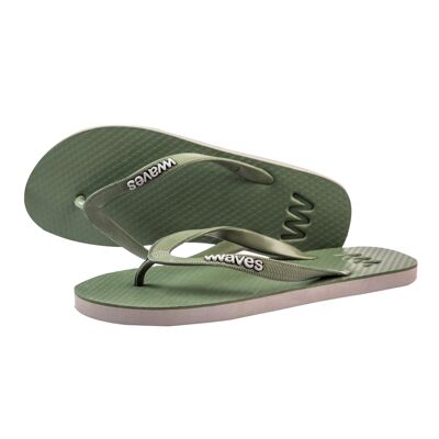 100% Natural Rubber Flip Flop – Khaki Two Tone