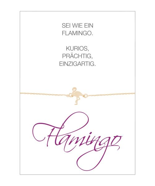 HERZ-KARTE Armband mit Flamingo-Anhänger und Karte "Flamingo" Rosé - 925 Sterlingsilber rosévergoldet