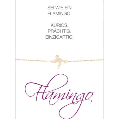 HERZ-KARTE Armband mit Flamingo-Anhänger und Karte "Flamingo" Rosé - 925 Sterlingsilber rosévergoldet