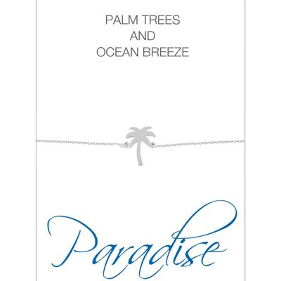HERZ-KARTE Armband mit Palmen-Anhänger und Karte "Paradise" Silber - 925 Sterlingsilber rhodiniert