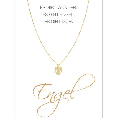 HERZ-KARTE Kette mit Engel-Anhänger und Karte "Engel" Gold - 925 Sterlingsilber gelbvergoldet