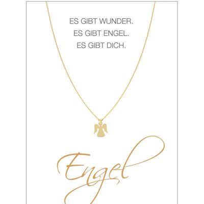 HERZ-KARTE Kette mit Engel-Anhänger und Karte "Engel" Gold - 925 Sterlingsilber gelbvergoldet
