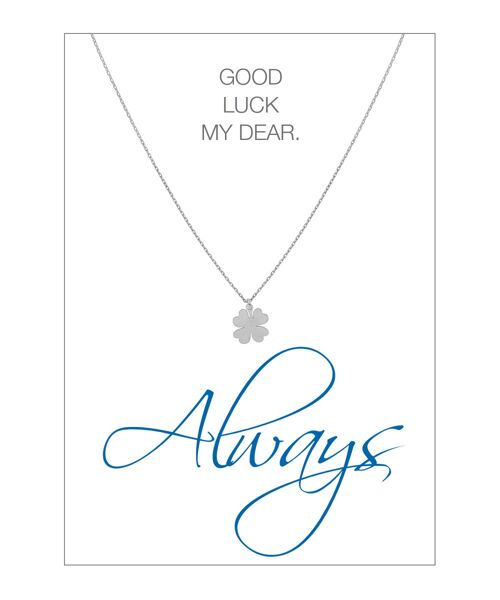 HERZ-KARTE Kette mit Kleeblatt-Anhänger und Karte "Always" Silber - 925 Sterlingsilber rhodiniert