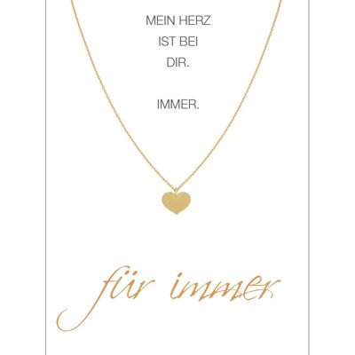 HERZ-KARTE Kette mit Herz-Anhänger und Karte "für immer" Gold - 925 Sterlingsilber gelbvergoldet