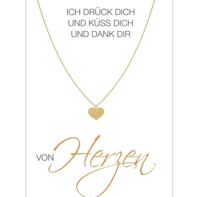 HERZ-KARTE Kette mit Herz-Anhänger und Karte "... von Herzen" Gold - 925 Sterlingsilber gelbvergoldet