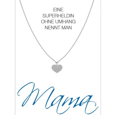 HERZ-KARTE Kette mit Herz-Anhänger und Karte "Mama" Silber - 925 Sterlingsilber rhodiniert