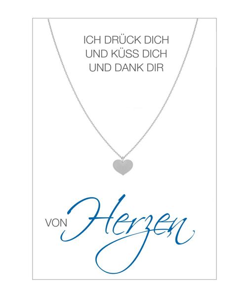 HERZ-KARTE Kette mit Herz-Anhänger und Karte "... von Herzen" Silber - 925 Sterlingsilber rhodiniert