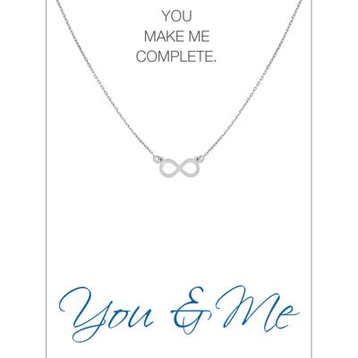 HERZ-KARTE Kette mit Infinity-Anhänger und Karte "You and Me" Silber - 925 Sterlingsilber rhodiniert