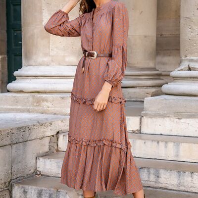 Long buttoned shirt dress with will