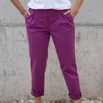 Pantalon chino plissé violet