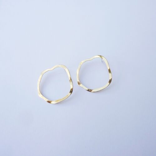 Wave Earrings- wavy sculptural gold drop stud earrings
