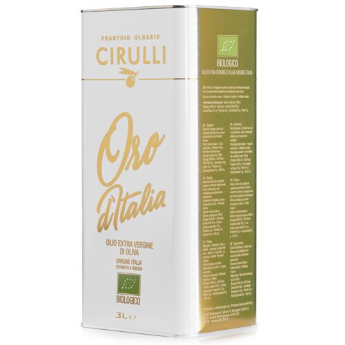 Lattina (3 Litri) Biologico  -  Cirulli Olio Extravergine di Oliva Italiano Estratto a Freddo, Organic
