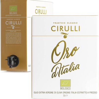 Bag in Box (3 Litri)   Biologico  - Cirulli Olio Extravergine di Oliva Estratto a Freddo,  100% Italiano