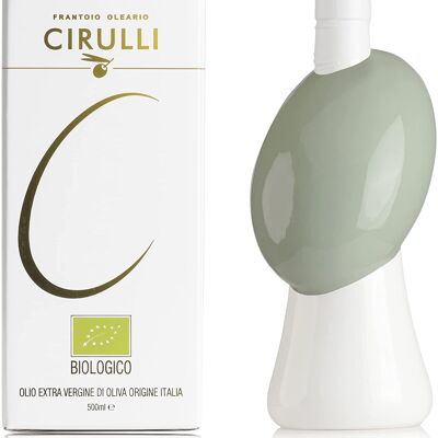 Orcio Verde in ceramica con Olio Cirulli Extra Vergine d'oliva 500ml -  Idea Regalo  -