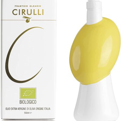 Gelbes Keramikglas mit nativem Olivenöl extra Cirulli 500 ml - Geschenkidee -