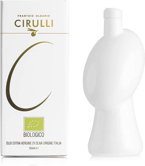 Orcio Bianco in ceramica con Olio Cirulli Extra Vergine d'oliva 500ml -  Idea Regalo  -