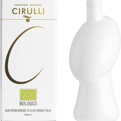 Weißes Keramikglas mit extra nativem Cirulli-Olivenöl 500 ml - Geschenkidee -