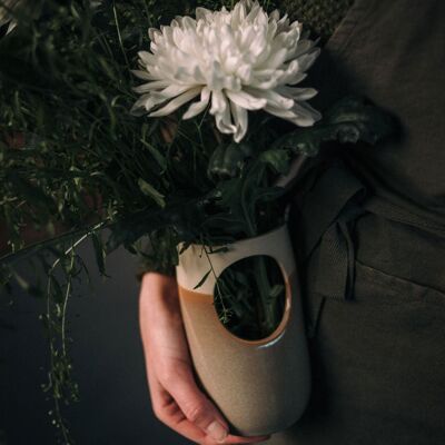Gray green openwork vase