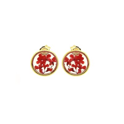 Red Torilis natural flower earrings | Floral earrings | Floral jewelry | 14k gold filled