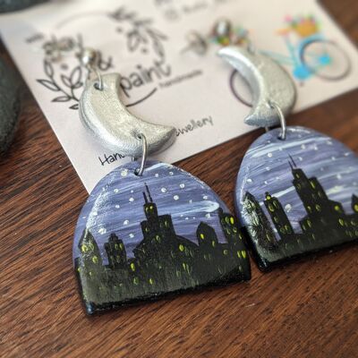 Chicago skyline statement clay earrings
