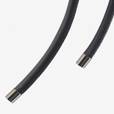 Leather cord 0.6 - Black - Silver