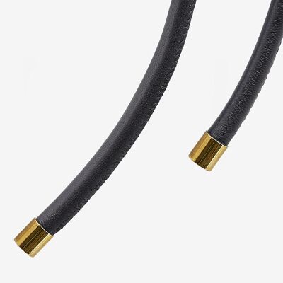 Leather cord  0.6 - Schwarz - Gold
