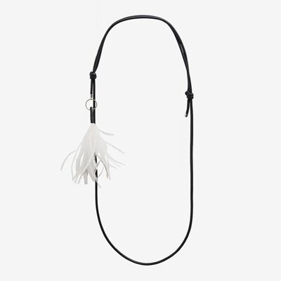 Leather cord 0.4 - Black - Silver with eyelet
