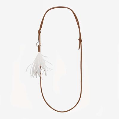 Leather cord 0.4 - Nude - Silver with eyelet