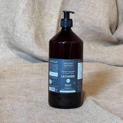 Jabón de ducha y líquido de lavanda ORGÁNICO • Botellas de 1 litro
