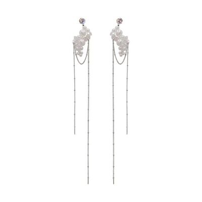 Dramatic Pearls and Crystals with Super Long Tassel Earrings