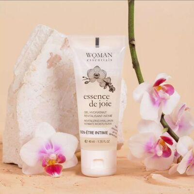 ESSENCE DE JOIE Gel intimo idratante rivitalizzante 40ml - 100% Naturale, a base di Acido Ialuronico, Probiotici e principi attivi antietà. Ripristina la flora intima, ideale durante la menopausa. Fatto in Francia.
