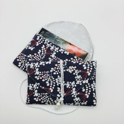 White flower book pouch