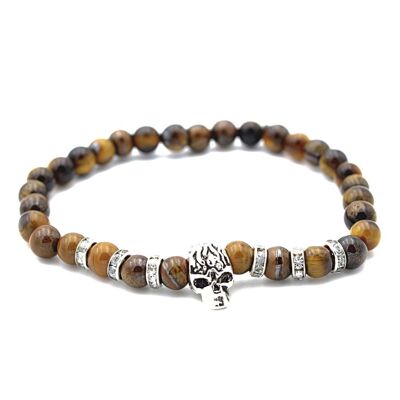 Pulsera de piedras preciosas con calavera de ojo de tigre de LRV 48UK / SKU204