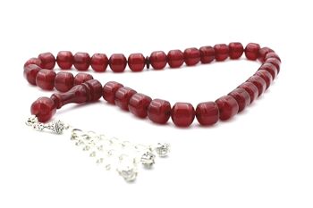 Perles de prière en bakélite cerise et cataline, Tasbih / SKU206 1