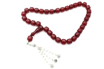 Perles de prière en bakélite cerise et cataline, Tasbih / SKU206 2