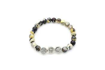 Bracelet en pierres précieuses de jaspe noir et jaune / SKU250 2