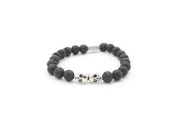 Bracelet tête de mort en pierre de lave noire de luxe Gem591 / SKU252 1