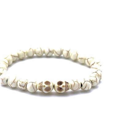 Howlite Gemstone Skull Bracelet by LRV / SKU270