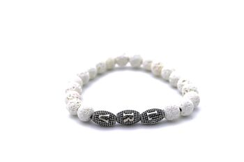 Magnifique bracelet en pierre de lave blanche / SKU271 1