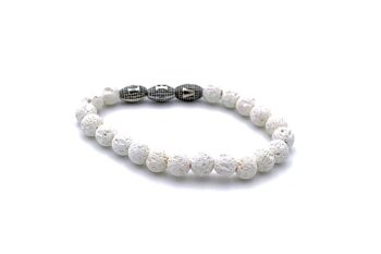 Magnifique bracelet en pierre de lave blanche / SKU271 2
