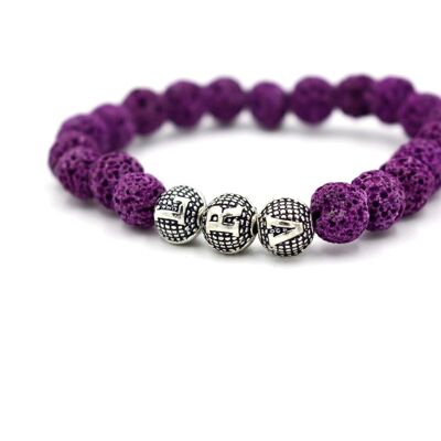 Bracelet en pierre de lave violette par LRV Gem111 / SKU285