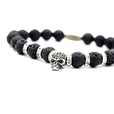 Brazalete de calavera de piedra de lava negra de LRV / SKU286