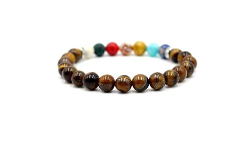 Polished Tiger Eye & Mix Gemstone Bracelet by LRV Gem108 / SKU289