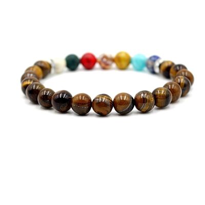 Bracelet en œil de tigre poli et pierres précieuses mélangées par LRV Gem108 / SKU289