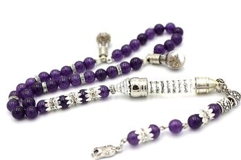 Perles de prière uniques en améthyste avec pierres précieuses Tesbih par Luxury R Visible LRV BS240K / SKU308 3