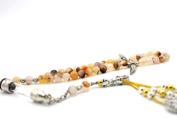 Perles de prière en agate de luxe avec pierres précieuses Tesbih par LRV / SKU310 3