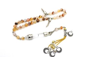 Perles de prière en agate de luxe avec pierres précieuses Tesbih par LRV / SKU310 4